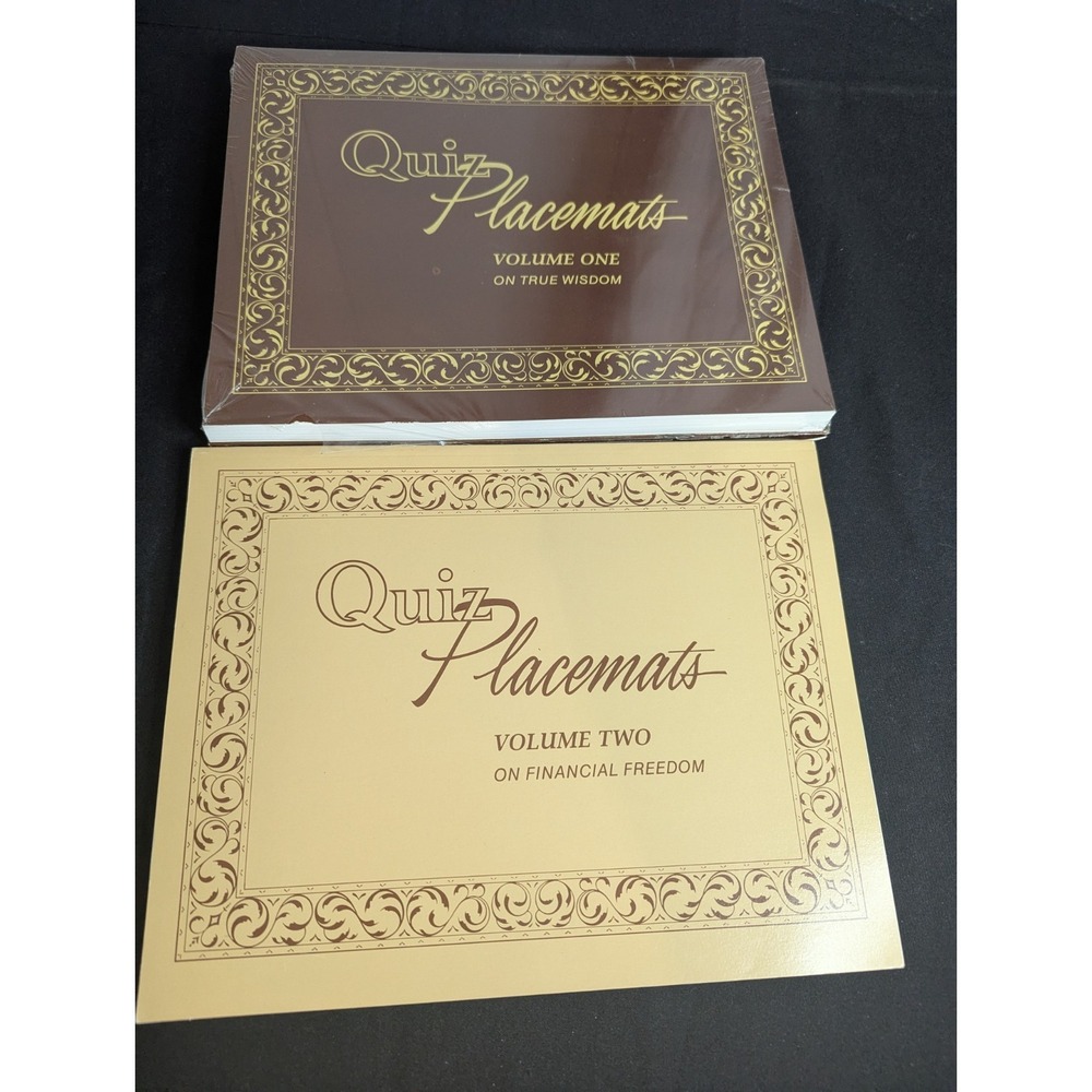 Quiz placemats vol 1 & 2 Financial freedom True Wisdom institute youth books